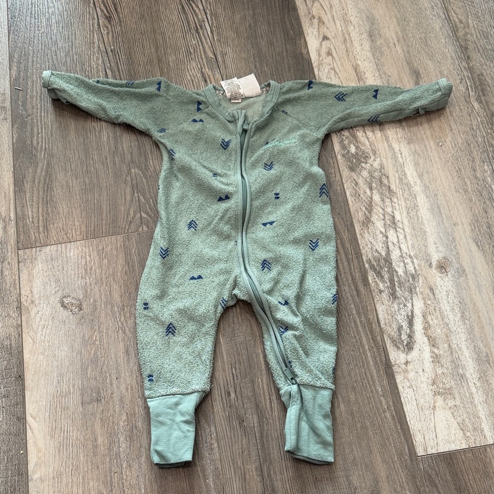 Bonds Terry Green Kids One Piece‎ with Blue Accents